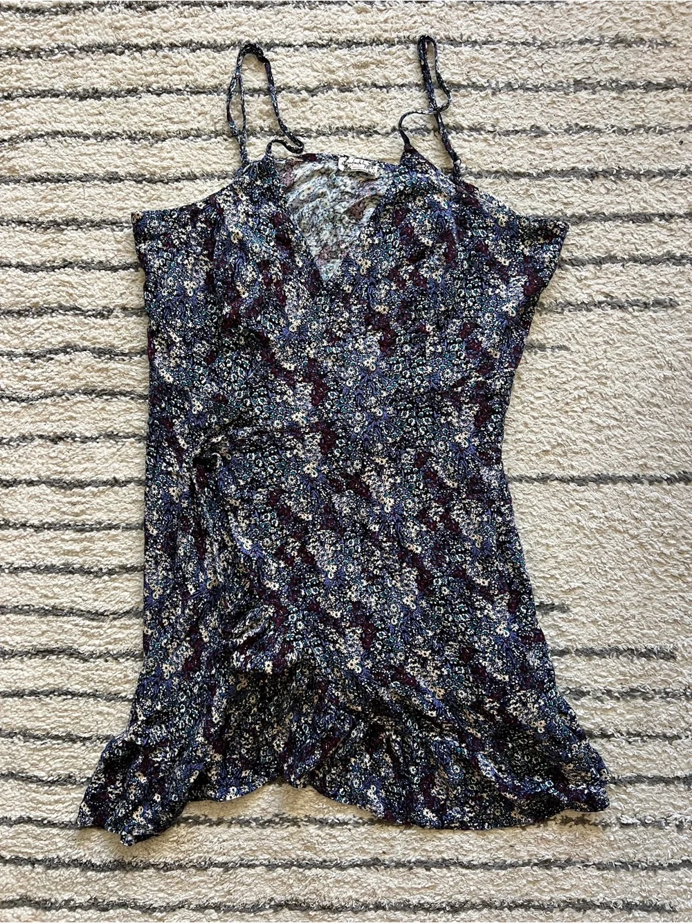 Free People Black Floral Spaghetti Strap Mini Dress